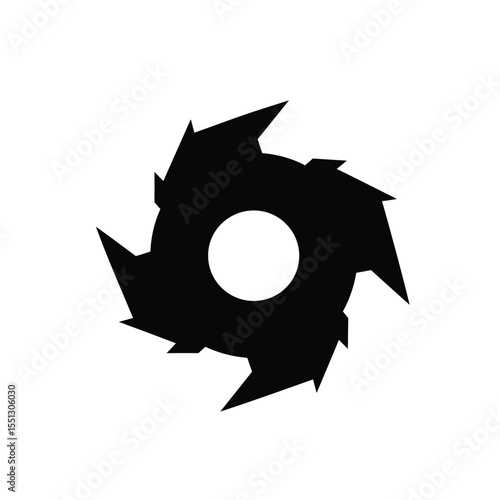 Black Silhouette Spinning Blade Caution Icon Vector