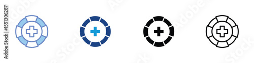 Rescue Lifebuoy Medical Support Icon Set