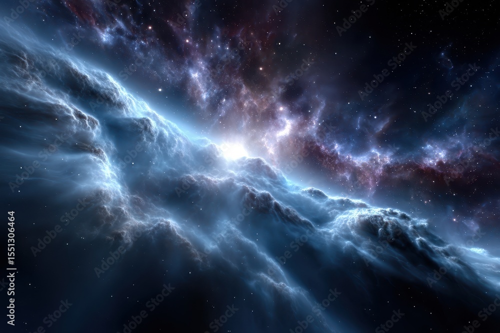 Fototapeta premium Cosmic clouds illuminated by distant stars in a vast galaxy