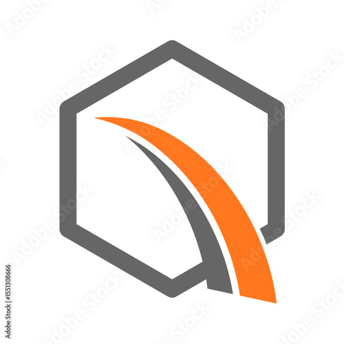 Abstract road way in the hexagon shape vector logo
