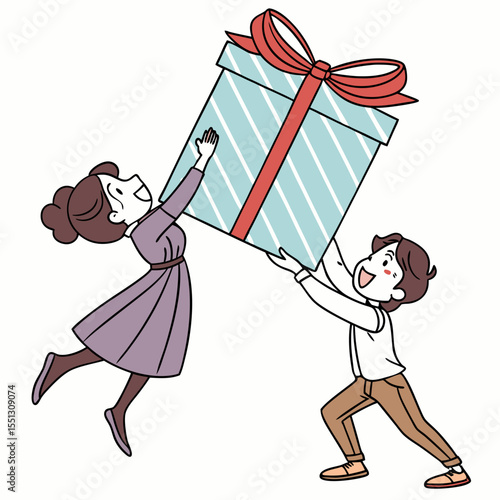 Teamwork makes the gift work: A cartoon depiction of collaboration and joy