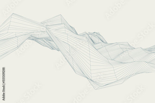 Stylized topographic wave lines form an abstract landscape in geometric waves vector background
