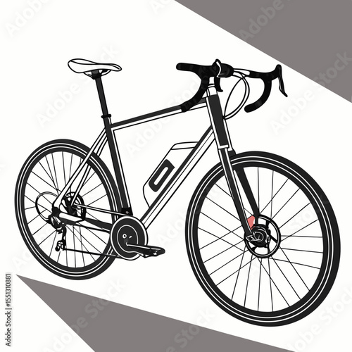 Stylized electric bicycle illustration showcasing minimalist design elements and shadows