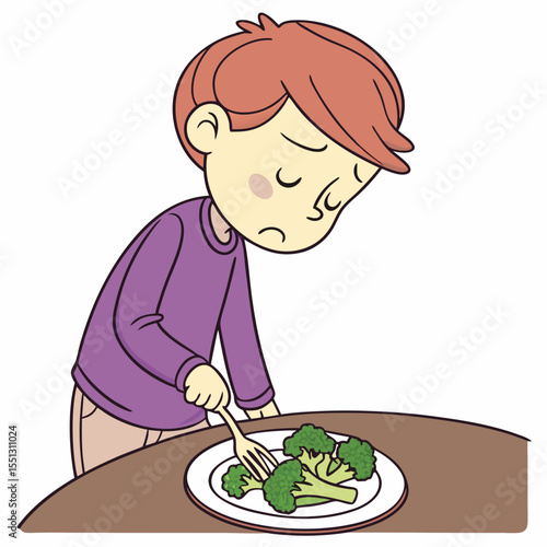 Child's Discomfort: Hesitantly Exploring Broccoli on a Plate with Uncertainty