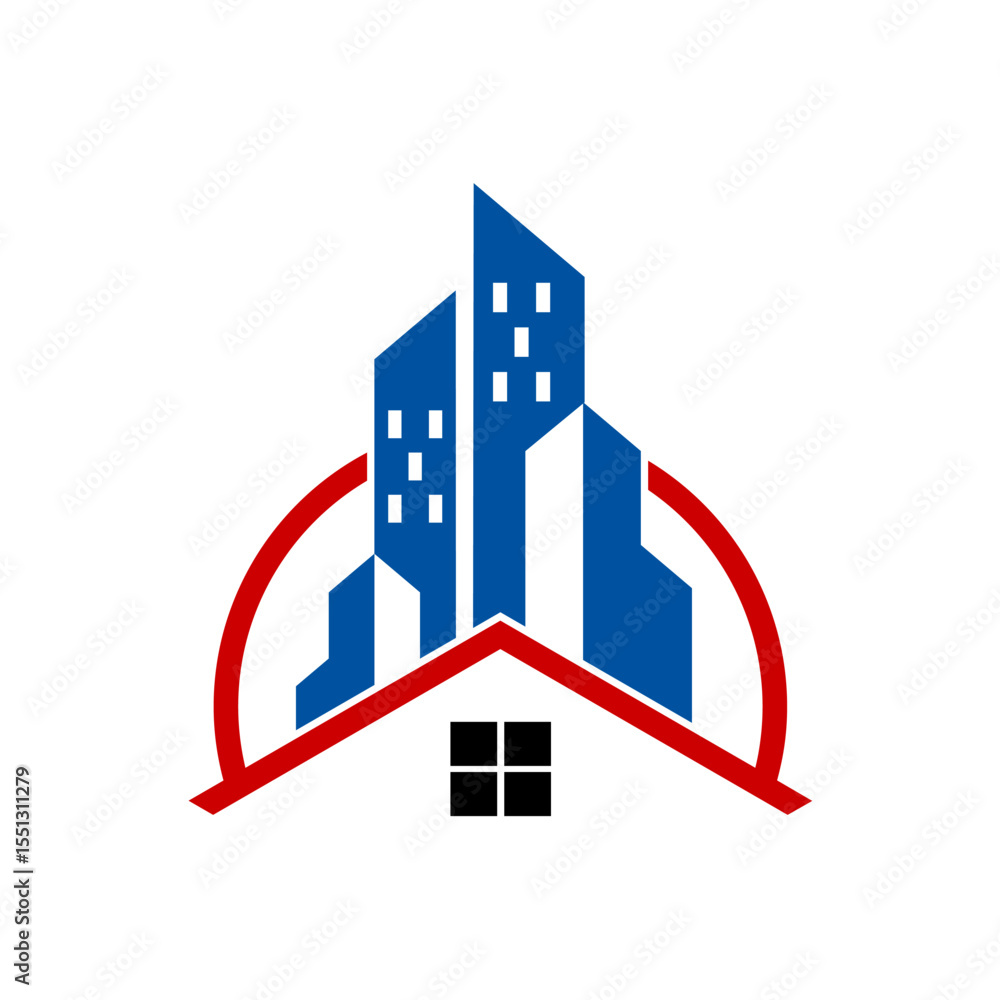 Obraz premium House and city building combination vector logo