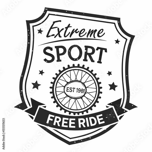 Emblematic insignia showcasing an extreme sport concept with grungy texture effect