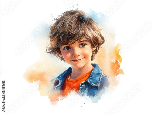 Young boy with cheerful expression and playful vibe.