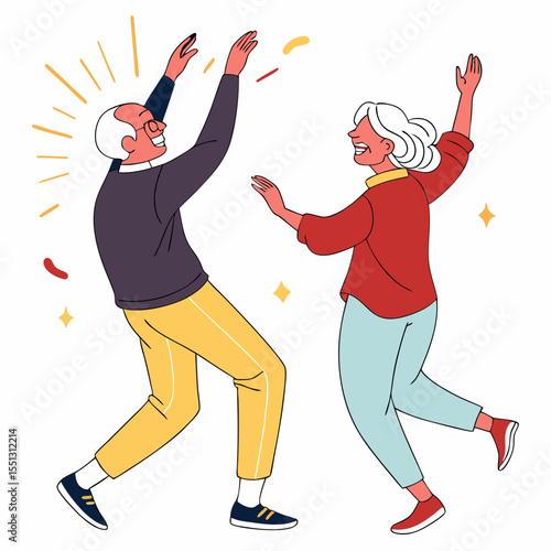 Joyful senior couple dancing with glee