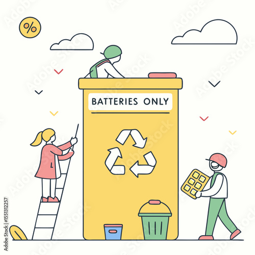 Eco-Friendly Battery Disposal Station Illustration