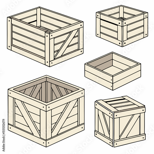 Collection of Vintage Wooden Crates