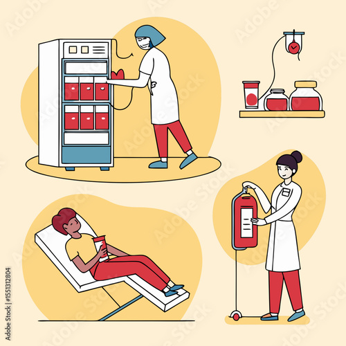 Blood Donation Scenes in a Modern Medical Center