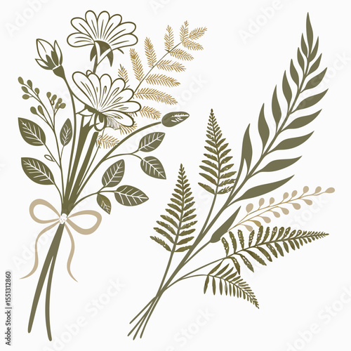 Elegant floral bouquet design for graphic elements