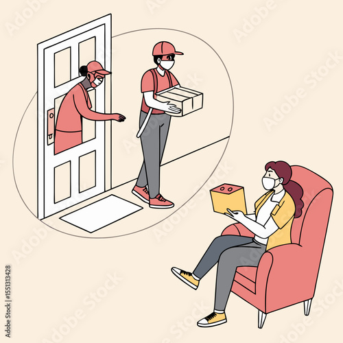 Contactless Delivery During Pandemic Illustration