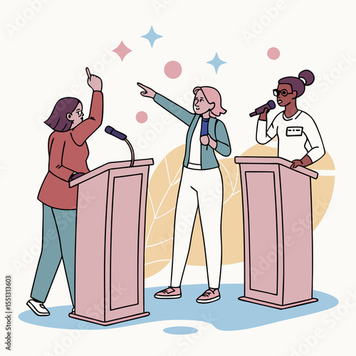 Diverse Women Engaging in a Thought-Provoking Discussion