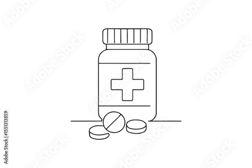 Pill Container continuous one line drawing minimalism design