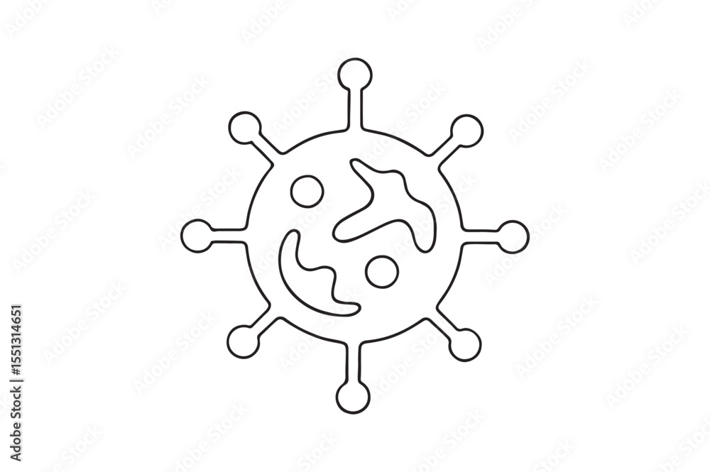 Fototapeta premium Virus Icon continuous one line drawing minimalism design