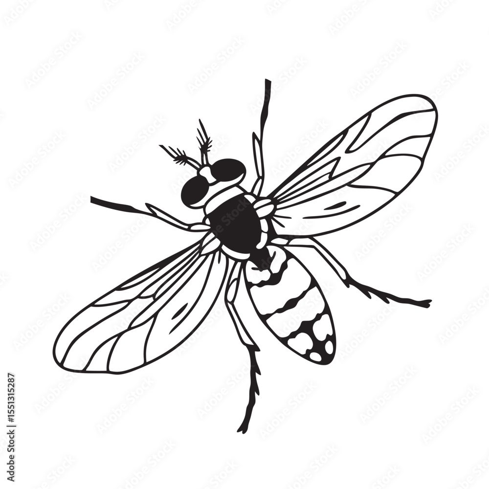 Obraz premium line art of small bgnat flying insects on the white background