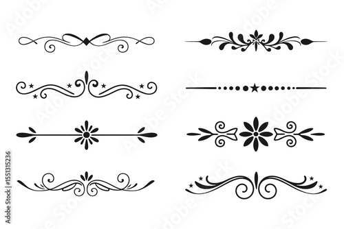 Calligraphy filigree lines Text dividers, vintage Flourishes decorative Scrolls, wedding Ornate, fancy elegant page Separators design elements, Header Swirls menu card,s Ornamental Border
