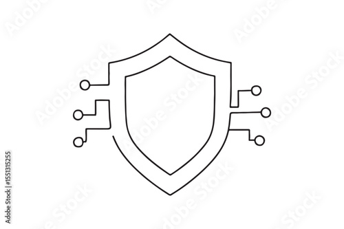 Digital Shield continuous one line drawing minimalism design