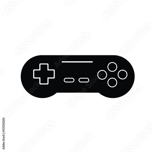 Black Silhouette Eighties Game Controller Vector Icon