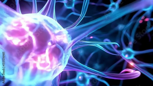 Brain neurons firing and forming new connections animation footage. Visualizing learning, memory, and artificial intelligence network processes.