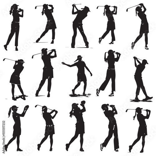 golf player silhouette. golfer silhouette. Vector silhouette of golfer on white background. black golf player isolated on white background. cutout golf player. vector illustration.