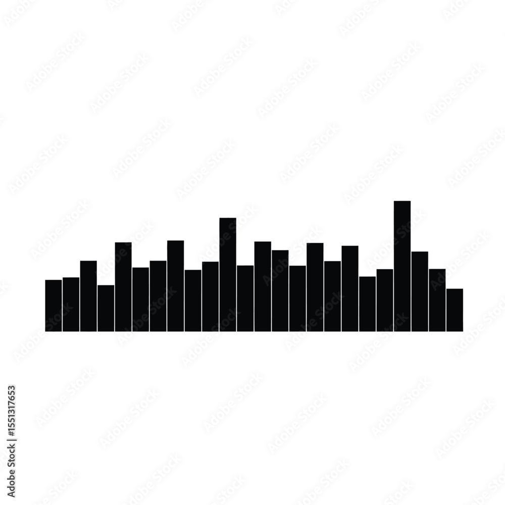 Fototapeta premium Black Silhouette Eighties Style Music Equalizer Bars Vector Graphic White Background