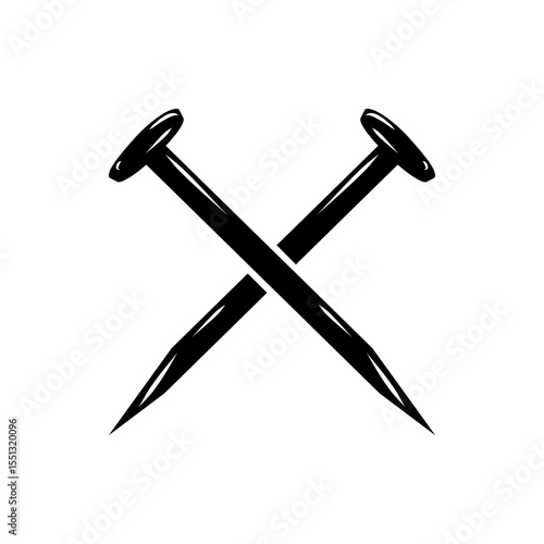 Black cross metal nail icon flat vector design