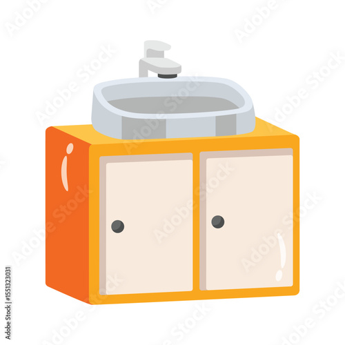 A modern 2d icon of bathroom basin sink