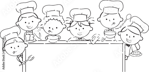 Chef and Cooking Doodle Vector – Kitchen Tools, Chef Hat, Food Prep, Spoon & Fork, Hand Drawn Culinary Icons


