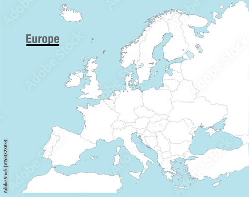 Blank Political Map of Europe Vector
