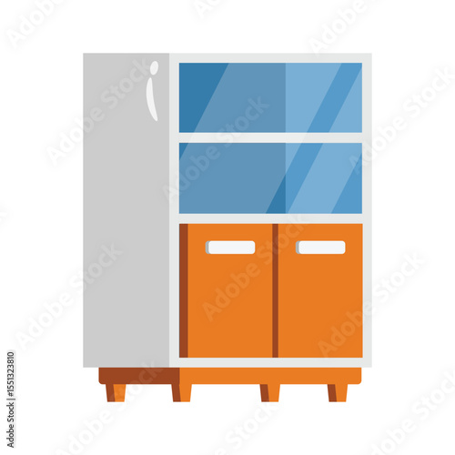 A modern 2d icon of dinnerware cabinet set