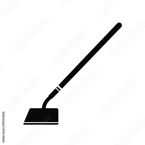 Black Silhouette Garden Hoe Vector Icon White Background