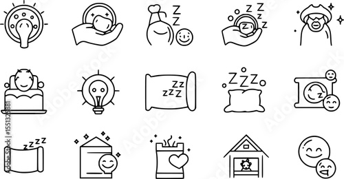 good night s sleep icon, good night s sleep line art - simple line art of good night s sleep, perfect for good night s sleep logos and icons
