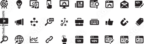  Computer Monitor and Devices Icon Set, Technology Vector, Electronics Illustration, Work Tools Symbol, Minimal UI Design