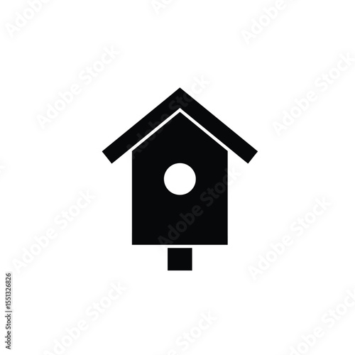 Black Silhouette Vector Bee House Icon White Background