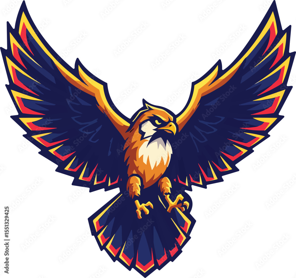 Fototapeta premium Majestic Falcon in Flight Showing Off Its Powerful Wings and Sharp Talons Ready to Strike Prey