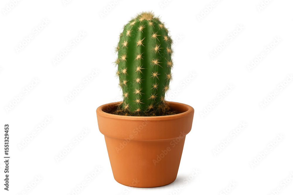 Cactus growing in terracotta pot on transparent background Cactus growing in terracotta pot on transparent background