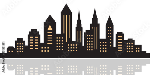 New York City Skyline. Hand Drawn Vector Illustration – Iconic NYC Silhouette with Skyscrapers and Landmarks, Minimalist Urban Cityscape Design in Black on White