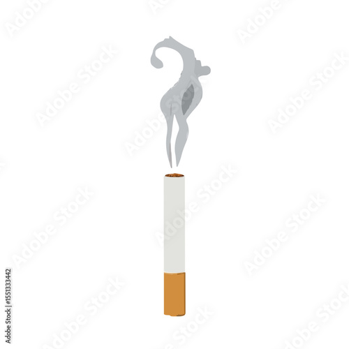 cigarette butt with smoke isolated