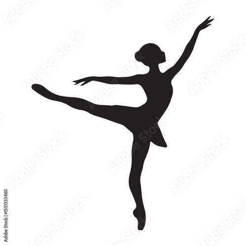 Elegant silhouette of a ballerina performing a graceful arabesque pose
