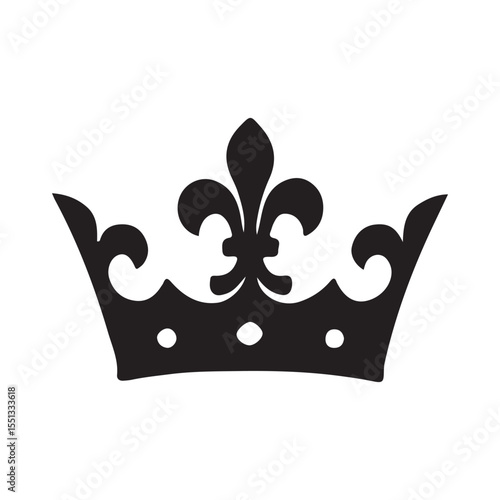 Classic black silhouette of a royal crown with fleur de lis emblem