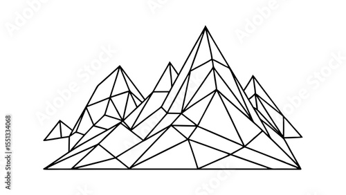 Geometric mountn peaks abstract line art vector illustration