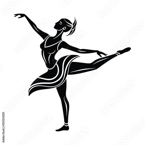 Elegant silhouette of a ballerina performing a graceful ballet pose