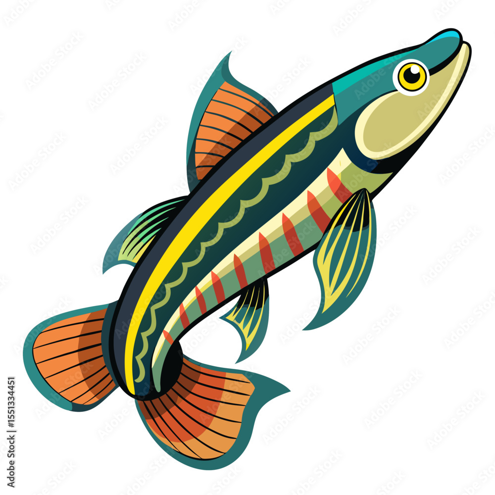 Stylized Nothobranchius Killifish Vector Art Isolated Stylized Nothobranchius Killifish Vector Art Isolated