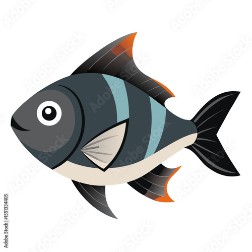 Stylized Haemulidae Grunt Fish Vector Art Isolated