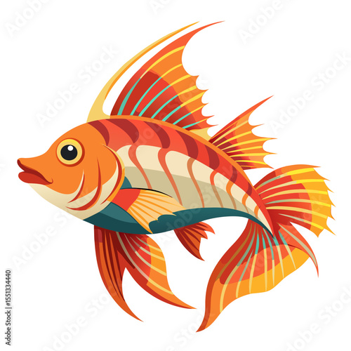 Colorful Hogfish Wrasse Vector Icon for Marine Designs