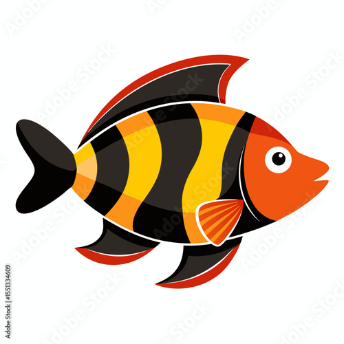 Astronotus Ocellatus Oscar Fish Icon in a Flat Style