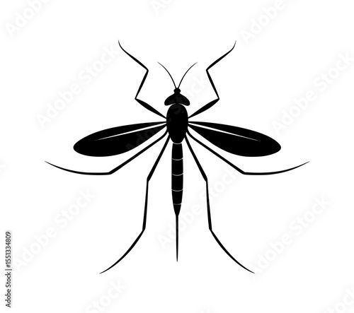 Minimalist mosquito silhouette vector illustration