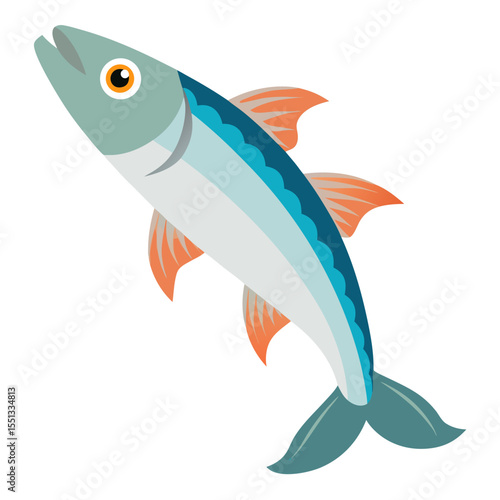 Stylized Rainbow Smelt Fish Vector Illustration Isolated